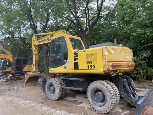 Compact Japan Gebruikte Komatsu graafmachine PC150W-6 Gebruikte wielgraafmachine
