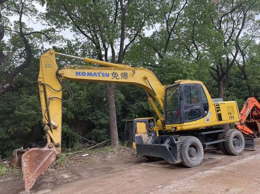 Compact Japan Gebruikte Komatsu graafmachine PC150W-6 Gebruikte wielgraafmachine