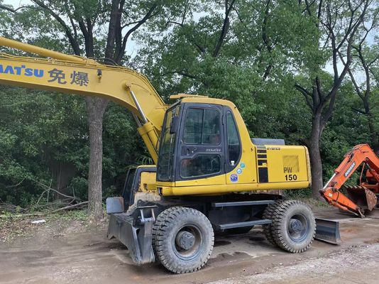 Compact Japan Gebruikte Komatsu graafmachine PC150W-6 Gebruikte wielgraafmachine